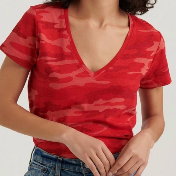 Lucky Brand Tops - NEW red camouflage V neck top